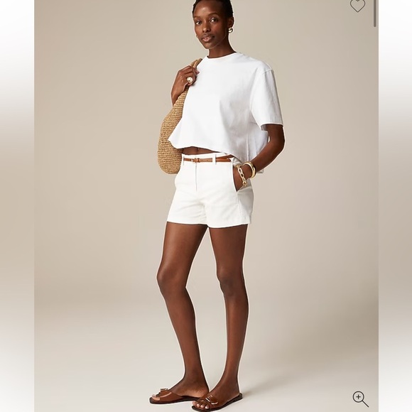 NEW J. CREW 4" stretch chino short Flat Front Side Pockets in White Size 4 - Picture 9 of 9